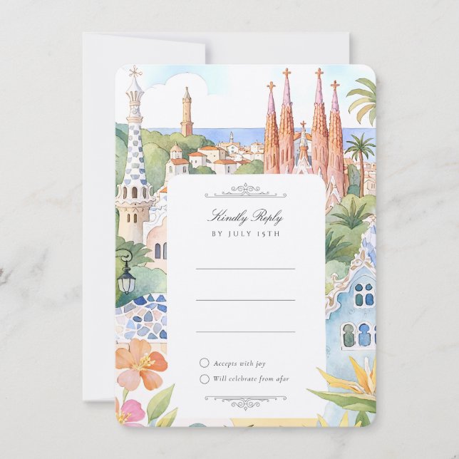 Carte de réponse de mariage à Barcelone (Devant)