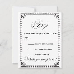 Carte de réponse de mariage à cadre celtique