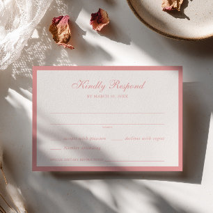 Carte de réponse de mariage à cadre rose doux