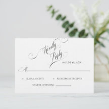 Carte de réponse de mariage à calligraphie élégant