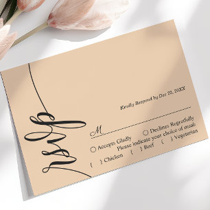 Carte de réponse de mariage à calligraphie élégant