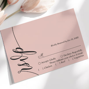 Carte de réponse de mariage à calligraphie élégant
