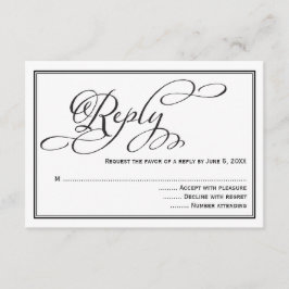Carte de réponse de mariage à calligraphie simple