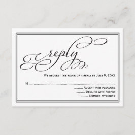 Carte de réponse de mariage à calligraphie simple