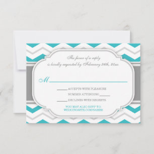 Carte de réponse de mariage à chevron turquoise gr