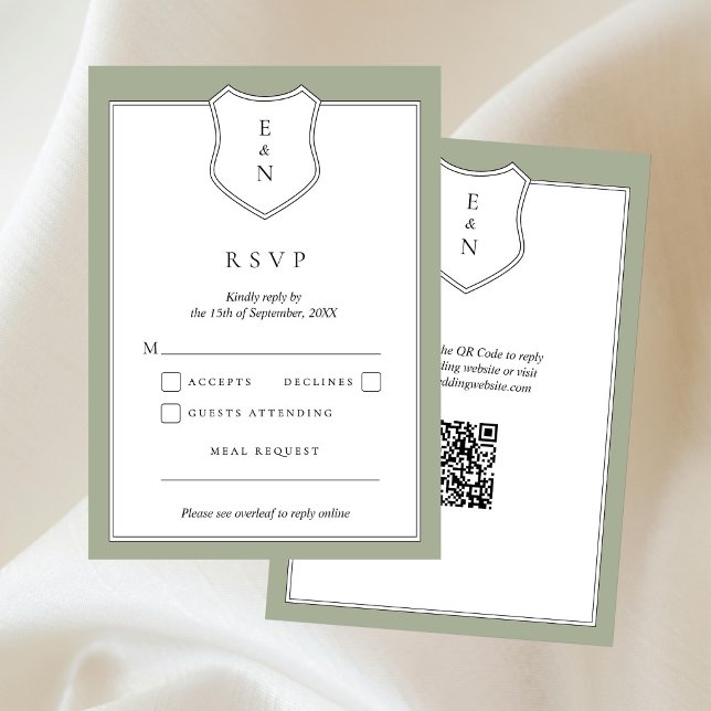 Carte de réponse de mariage à code QR avec blason  (Créateur téléchargé)