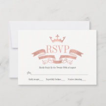Carte de réponse de mariage à crête en or rose cla