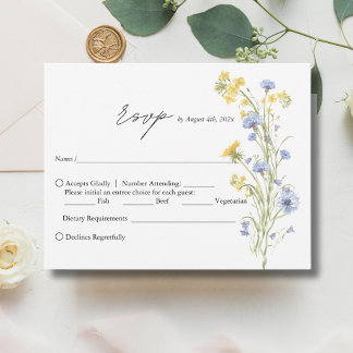 Carte de réponse de mariage à fleur sauvage élégan