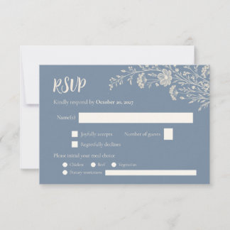 Carte de réponse de mariage à fleurs sauvages bleu