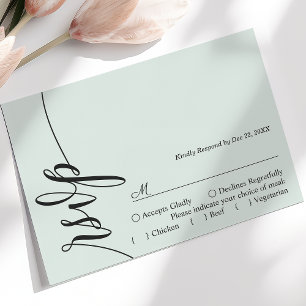 Carte de réponse de mariage à la calligraphie élég