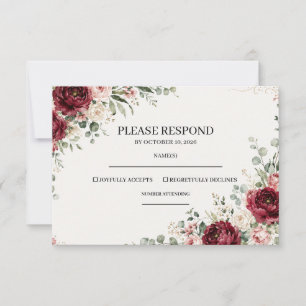 Carte de réponse de mariage à la flore de Bourgogn