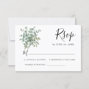 Carte de réponse de mariage à la verdure d'eucalyp