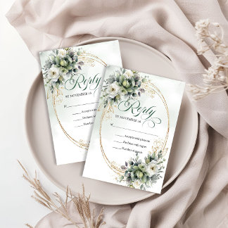 Carte de réponse de mariage à l'aquarelle botaniqu