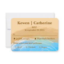 Carte de réponse de mariage à l'aquarelle de plage