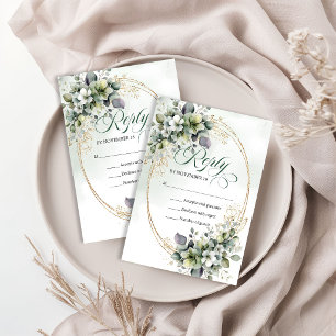 Carte de réponse de mariage à l'aquarelle verte po