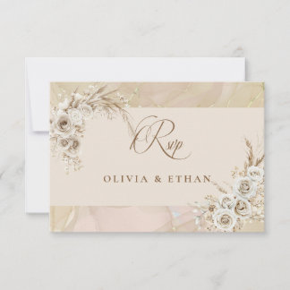Carte de réponse de mariage à l'arche florale bohè