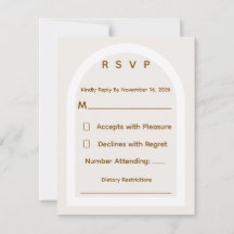 Carte de réponse de mariage à l'arche moderne et p