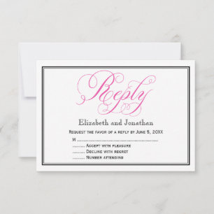 Carte de réponse de mariage à l'écriture calligrap