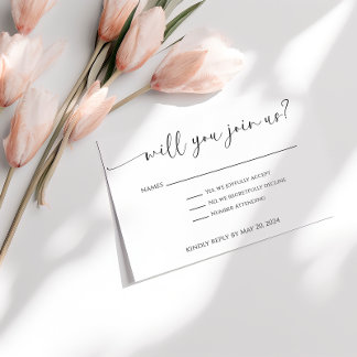 Carte de réponse de mariage à l'écriture élégante