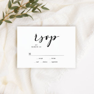 Carte de réponse de mariage à l'écriture simple mo