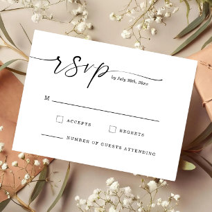 Carte de réponse de mariage à monogramme Chic Scri