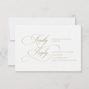 Carte de réponse de mariage à monogramme "H" vert 