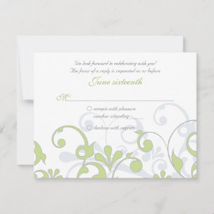 Carte de réponse de mariage à motif floral abstrai