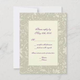Carte de réponse de mariage à motif paisley crème