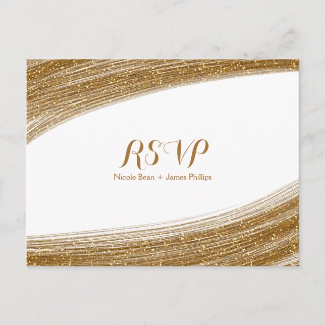 Carte de réponse de mariage à paillettes fausses s (Devant)