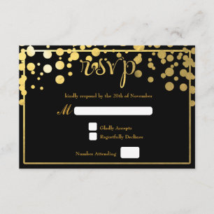 Carte de réponse de mariage à points de confettis