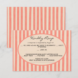 Carte de réponse de mariage à rayures peintes fant
