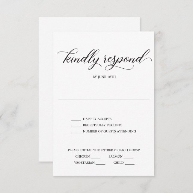 Carte de réponse de mariage à scénario classique (Devant / Derrière)