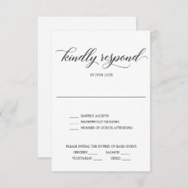 Carte de réponse de mariage à scénario classique