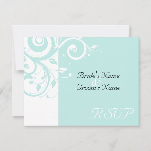 Carte de réponse de mariage Aqua Reverse Swirl (Devant)