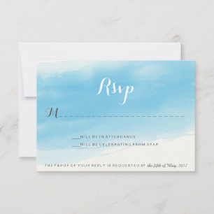 Carte de réponse de mariage Aquarelle Bleue