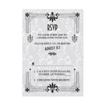 Carte de réponse de mariage Art déco des Années fo
