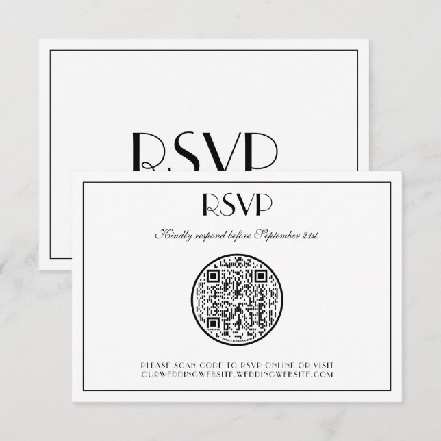 Carte de réponse de mariage Art Déco élégant moder (Devant / Derrière)