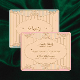 Carte de réponse de mariage Art Nouveau ornée