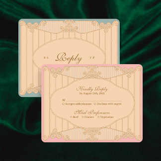 Carte de réponse de mariage Art Nouveau ornée