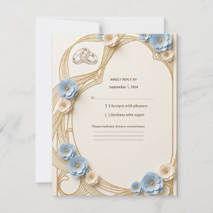 Carte de réponse de mariage Art Nouveau pastel ble