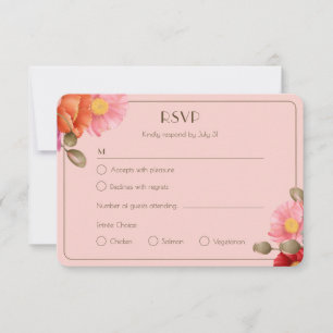 Carte de réponse de mariage au coquelicot aquarell