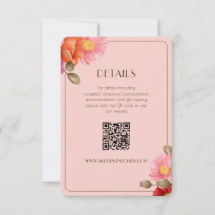 Carte de réponse de mariage au coquelicot aquarell
