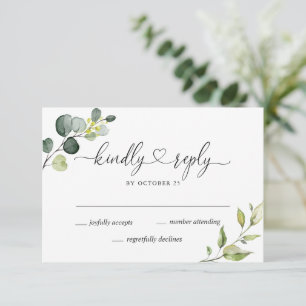 Carte de réponse de mariage au eucalyptus élégant