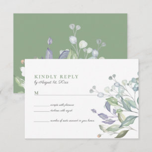 Carte de réponse de mariage au eucalyptus rustique