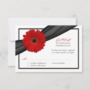 Carte de réponse de mariage au ruban noir avec ger