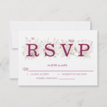 Carte de réponse de mariage au vin floral de print