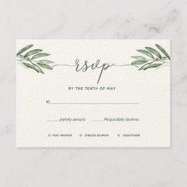Carte de réponse de mariage aux feuilles d'olive