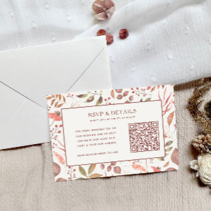 Carte de réponse de mariage aux feuilles tombantes