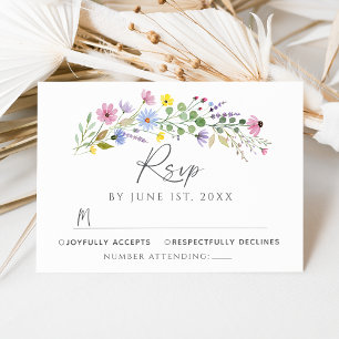 Carte de réponse de mariage aux fleurs sauvages Bo