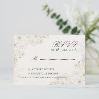 Carte de réponse de mariage aux fleurs sauvages Bo